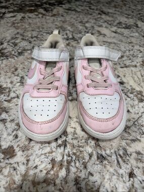 Nike Kids White and Pink Velcro Sneakers